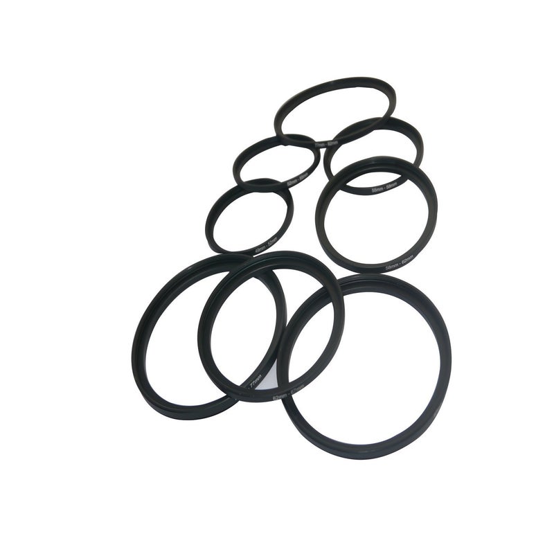 CamDesign 8pcs Metal 82mm,77mm,72mm,67mm, 62mm,58mm,55mm,52mm,49mm Step Up Rings Lens Adapter Filter Set Compatible with Digital SLR Camera